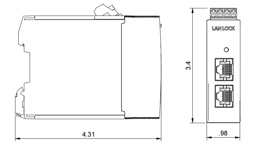 LAN Lock dimension drawing